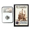 Image 1 : El Cazador Shipwreck (1772-83) Mexico 1/2 Real Silver Coin NGC Genuine w/ Story Card