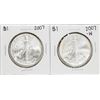Image 2 : Lot of 2007 & 2007-W $1 American Silver Eagle Coins