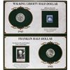 Image 2 : Lot of 1943-S Walking Liberty & 1952 Franklin Half Dollar Coins and Stamp Panels