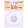 Image 1 : 2014 Proof 1/4 oz Platinum JFK Apollo 11 Anniversary Medal ANACS MS69