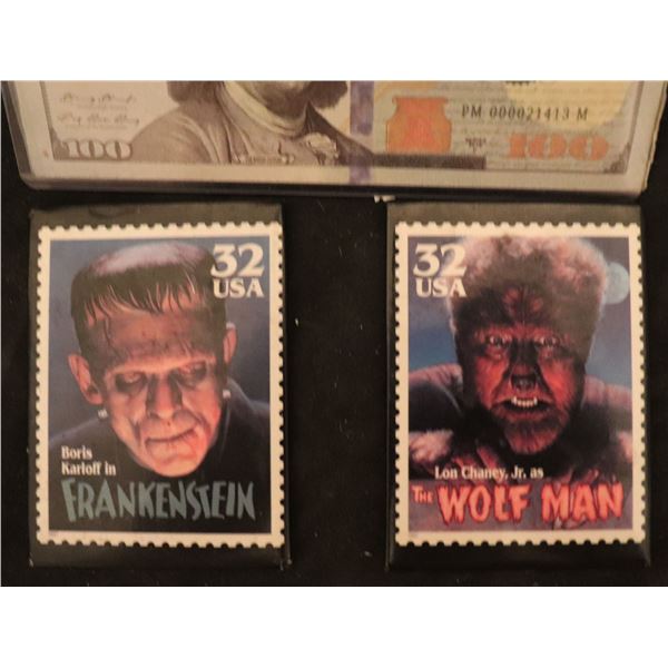 FRANKENSTEIN AND THE WOLFMAN VINTAGE STAMP FRIDGE MAGNETS