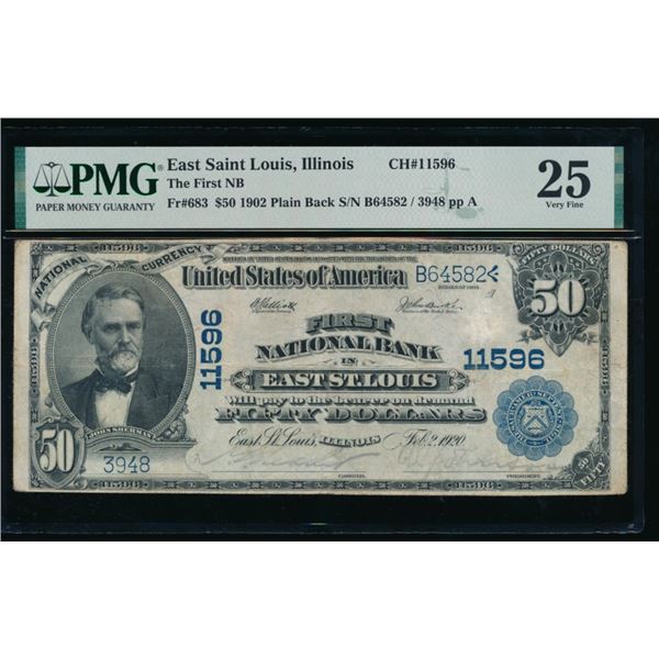 1902 $50 East St Louis IL National PMG 25