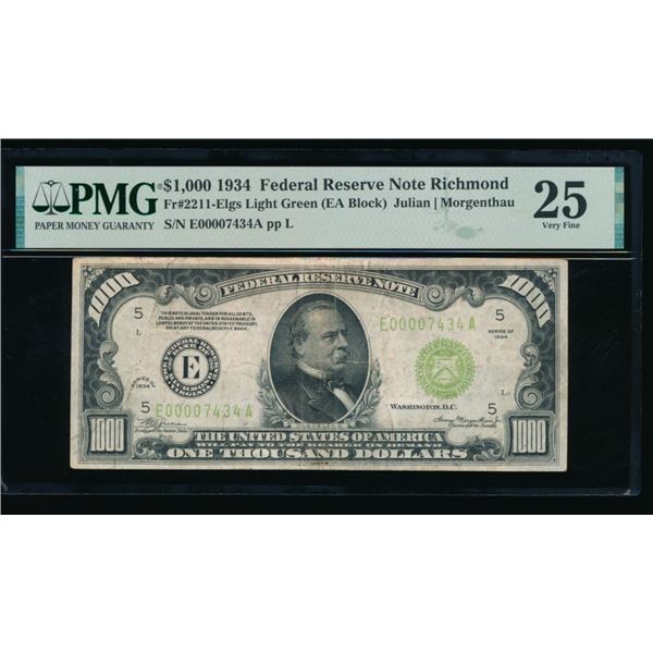 1934 $1000 Richmond FRN PMG 25