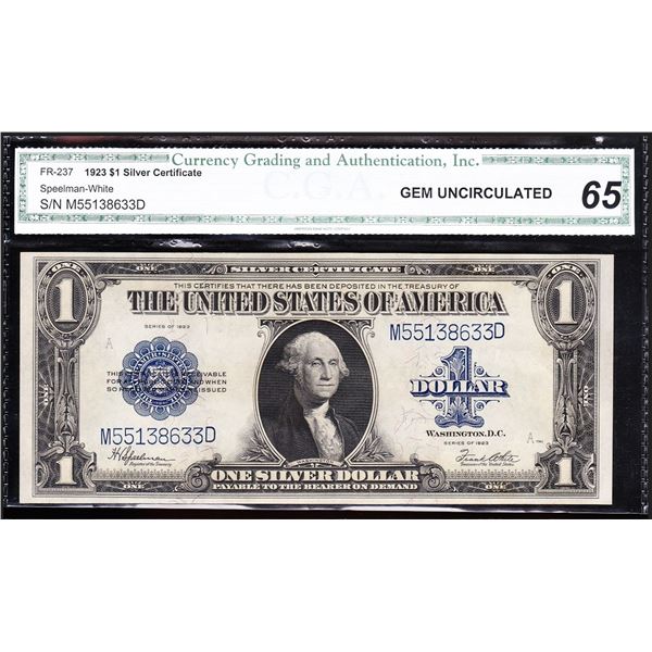 1923 $1 Silver Certificate CGA 65
