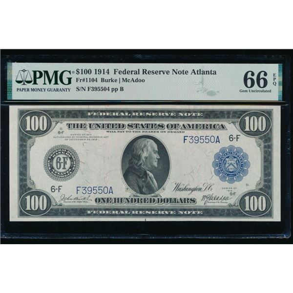 1914 $100 Atlanta FRN PMG 66EPQ