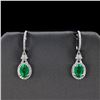 Image 1 : 2.36 ctw Emerald and 0.37 ctw Diamond Dangle Platinum Earrings