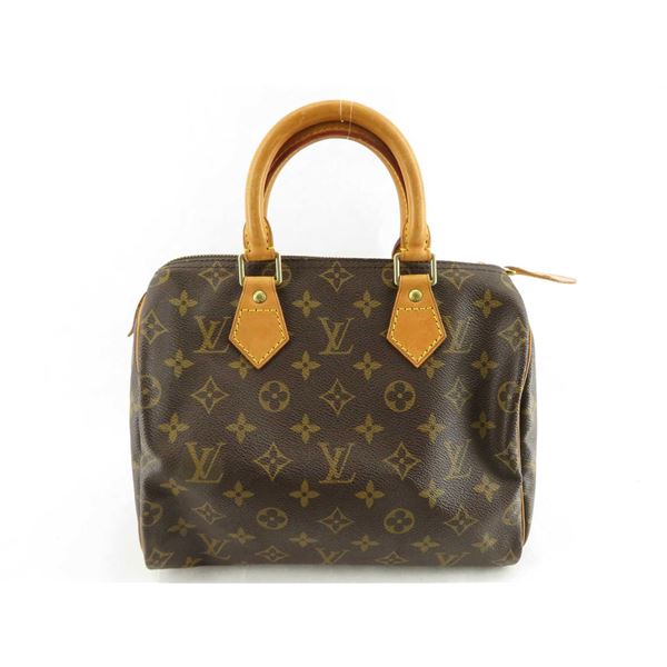 Louis Vuitton Brown Monogram Canvas Leather Speedy 25 cm Handbag