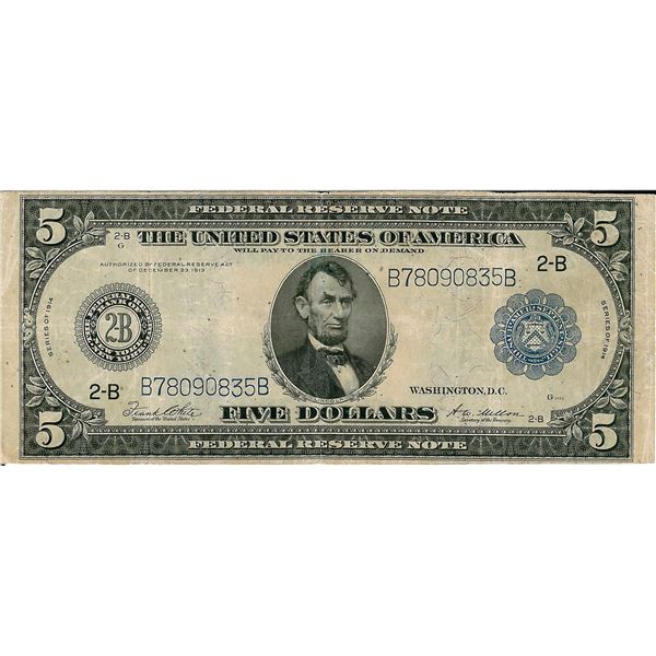 1914 $5 Federal Reserve Bank Note