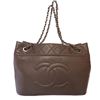 Image 1 : Chanel Taupe Caviar Leather Timeless CC Soft Shopping Tote Bag