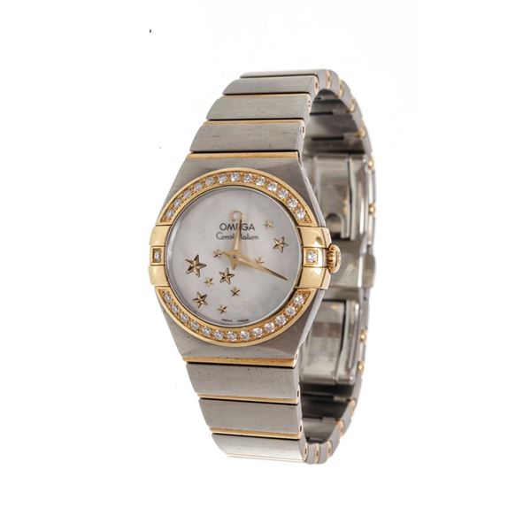 Omega Silver Gold Constellation Quadrella Watch