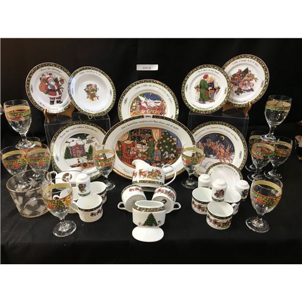 Large Selection of Porcelain “A Christmas Story” China & Glass Christmas Goblets