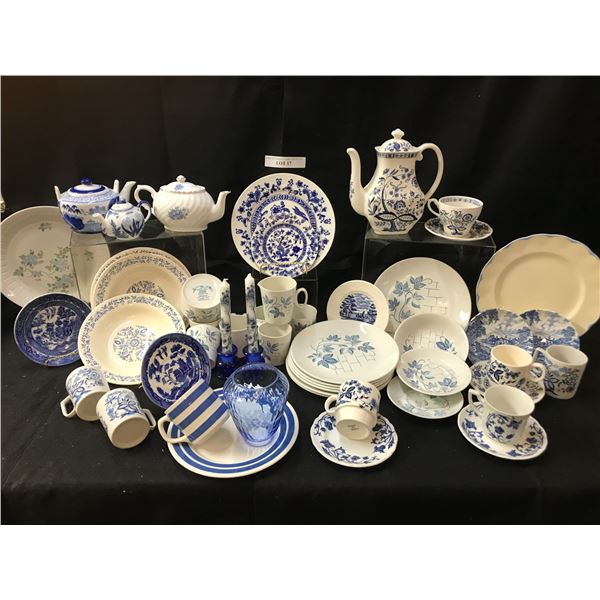 Arthur Wood & Sons Teapot, Blue Ivy Royal Knight Ironstone China, Dutch Candles/Holder, Large Selcti