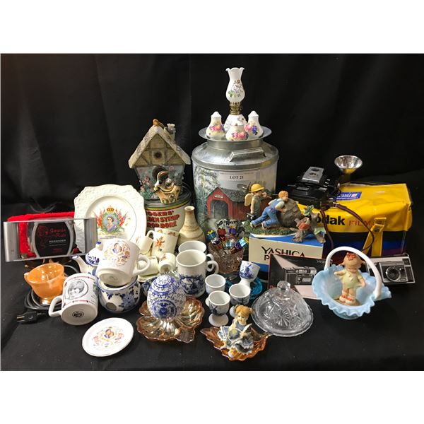 Kodak Instamatic X35 Camera, Yashica AF Camera & Brownie Starflex Camera, Crystal Butter Dish, Chris