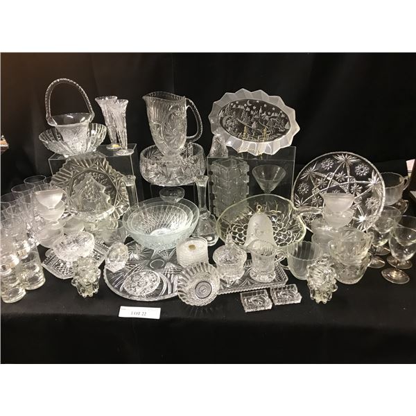 Wide Variety of Crystal Glass incl Crystal Pitcher, Lg Bowl, Basket, Bell Serving Dishes, Highball G