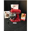 Image 1 : Kitchen Aid Artisan Red Stand Mixer (Like New), Kitchen Aid Food Grinder, The Complete Kitchen Aid S