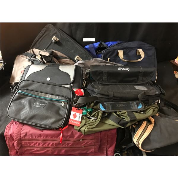 Dell & Shaw Laptop Bags, Lg Asst of Duffle Bags, Garment Bag, Berlin Bag w Caster etc