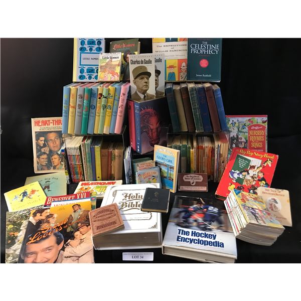 Large Variety of Comics & Books incl Archie, Holy Bible, Hockey Encyclopedia, Little Women, Charles 