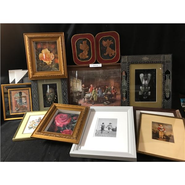 Peter Elzinga The Arms of Alberta, 2 Rose 3D Art, Framed Picture from India, Pair of Copper Puppy Wa