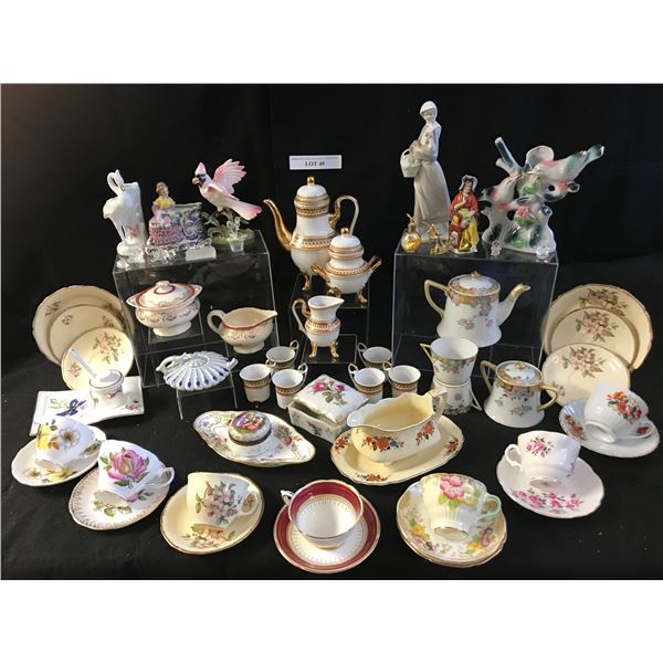 Teacups incl Paragon, Rosina, Staffordshire, Queen Anne, Teapots, Cream & Sugar Bowls, Lladro Figuri