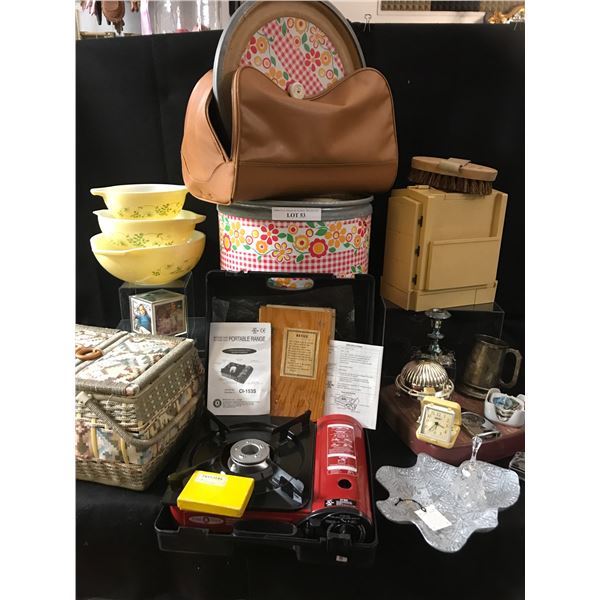 Mid Century Modern Mixing Bowl Set, Butane Gas Portable Range, Christmas Plate, Crystal Bell, Sewing