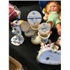 Image 6 : Lg Variety of Vintage Dolls, Clowns, Baby Rattle, Porcelain Shoes/Clown/Gravy Boat/Chick Ornament, H
