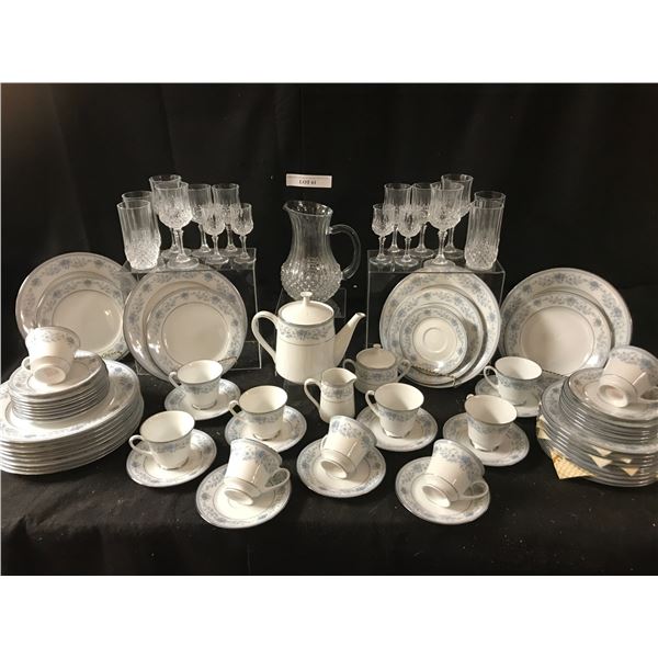 Noritake Bluehill China, Asst Crystal Glasses & Pitcher