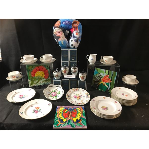 Rosenthal Egg Coddlers,  3 Hand Painted Tiles, Asst Teacups, Bowls, Plates & Creamer – Dre