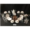 Image 1 : Arzberg Teapot/Teacups/Plates/Cream & Sugar Bowl, Crystal Wine Glasses & Sm Ice Bucket, Rose CookieJ