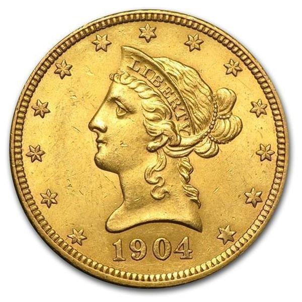 1904-O $10 Liberty Gold Eagle AU OVER 100 YEAR OLD GOLD COIN