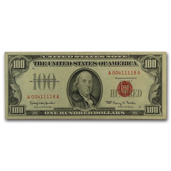 1966 $100 U.S. Note Red Seal VF