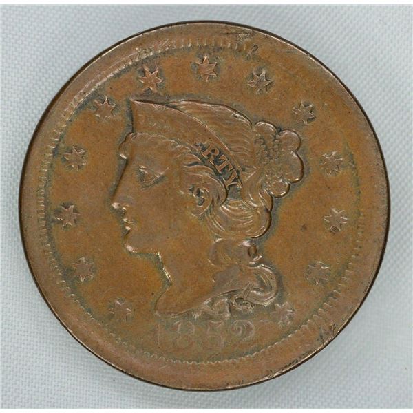 1852 Large Cent, Braided Hair, AU