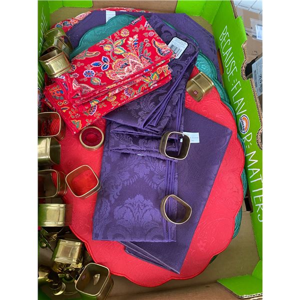 Napkins, place mats and napkin rings