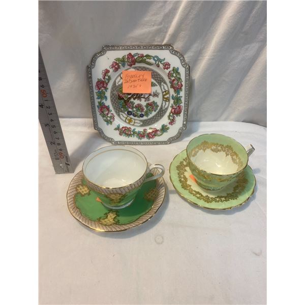Aynsley cups and saucers and sandwich plate