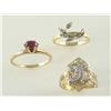 Image 1 : 14Kt Gold RIngs-Ruby Solitaire-Diamond -Gold