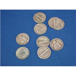 Lot of 9 Mercury Dimes