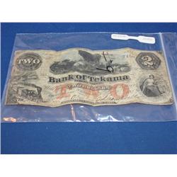 Bank of Tekama 1857 Bank Note