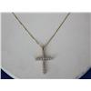 Image 2 : 10k Gold Diamond Cross Pendant & Chain