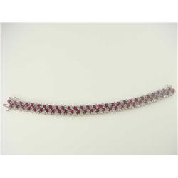 14Kt White Gold Diamonds & Rubies Tennis Bracelet