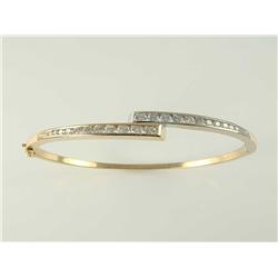 14K White & Yellow Gold Diamond Bangle Bracelet