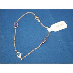 14k Gold Blue Topaz & Amethyst Bracelet 1.3gr