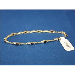 10k Gold Tennis Bracelet W/Sapphires & Diamonds