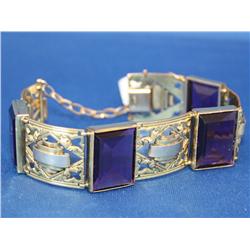 Antique 12k Gold Filled Bracelet W/Purple Stones