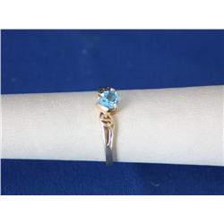 10k Heart Shape Blue Topaz Ladies Ring 1.4gr