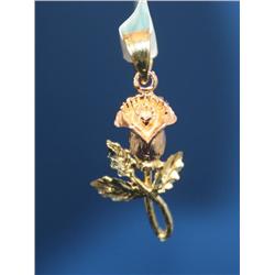 14k Two-Tone Gold Rose Pendant