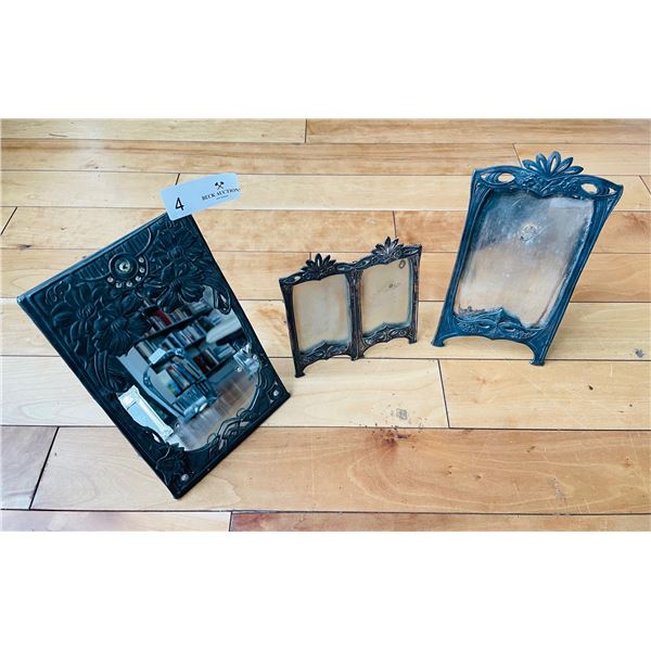 Antique Embossed Tin Mirror and Picture Frames