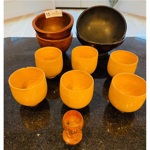 Earthy Bowl and Pottery Cups
