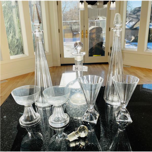 Elegant Decanter and Glassware Lot