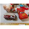 Image 3 : Curious George, stuffed animals, ninja turtle toy, cars plush, firetruck
