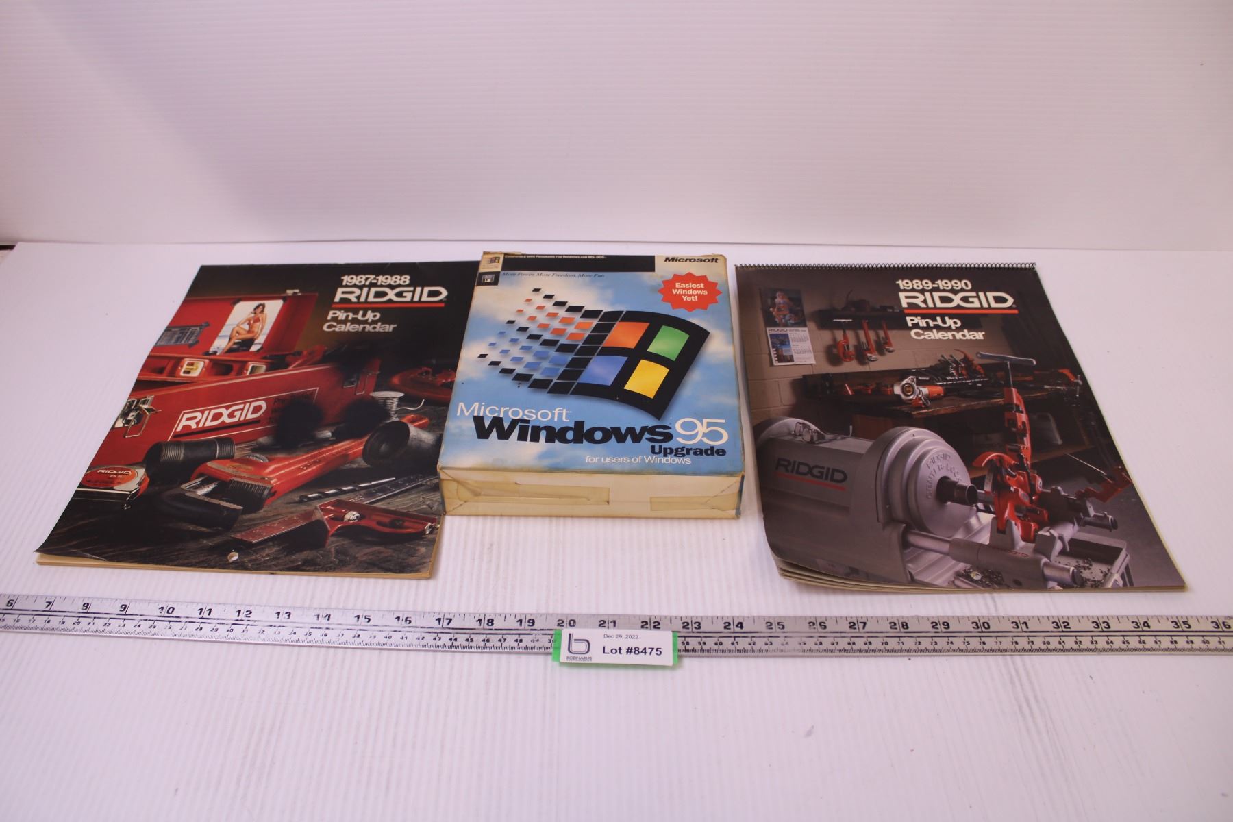 Windows 95 Image Box (2) Ridgid Pin-up Calendars (1987-88 and 1989-90) + Windows 95 box ...