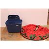 Image 1 : *Tote of Christmas Items (Tree Skirt, Lights, Thermometer)